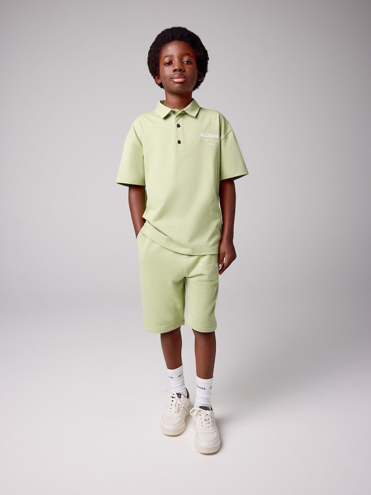 smALLSAINTS Green Boys Underground 100% Cotton Polo Shirt and Sweat Shorts Set - Image 1 of 10