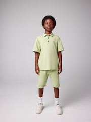 smALLSAINTS Green Boys Underground 100% Cotton Polo Shirt and Sweat Shorts Set - Image 2 of 10