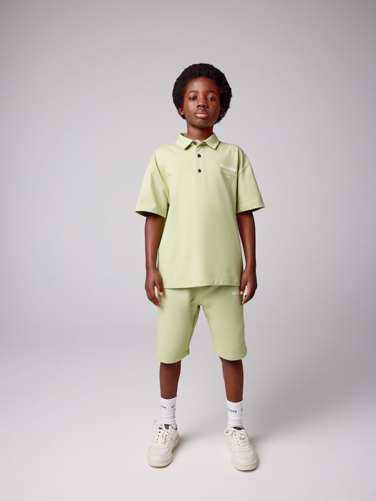 smALLSAINTS Green Boys Underground 100% Cotton Polo Shirt and Sweat Shorts Set - Image 2 of 10