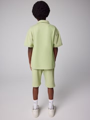 smALLSAINTS Green Boys Underground 100% Cotton Polo Shirt and Sweat Shorts Set - Image 3 of 10