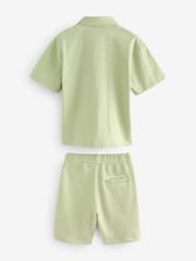 smALLSAINTS Green Boys Underground 100% Cotton Polo Shirt and Sweat Shorts Set - Image 8 of 10