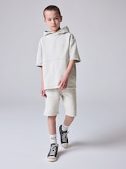 smALLSAINTS Grey Boys Ramskull Short Sleeve 100% Cotton Hoodie and Shorts Set - Image 1 of 10