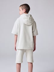 smALLSAINTS Grey Boys Ramskull Short Sleeve 100% Cotton Hoodie and Shorts Set - Image 2 of 10