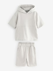 smALLSAINTS Grey Boys Ramskull Short Sleeve 100% Cotton Hoodie and Shorts Set - Image 7 of 10