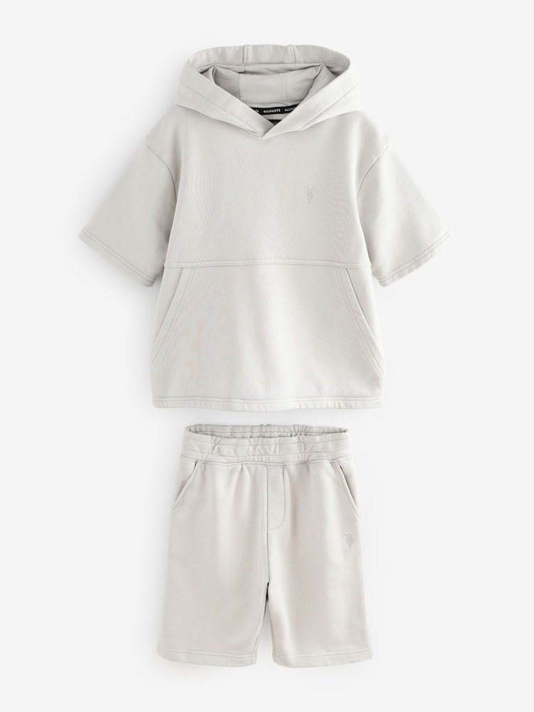 smALLSAINTS Grey Boys Ramskull Short Sleeve 100% Cotton Hoodie and Shorts Set - Image 7 of 10