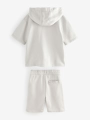 smALLSAINTS Grey Boys Ramskull Short Sleeve 100% Cotton Hoodie and Shorts Set - Image 8 of 10
