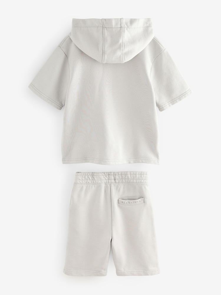 smALLSAINTS Grey Boys Ramskull Short Sleeve 100% Cotton Hoodie and Shorts Set - Image 8 of 10