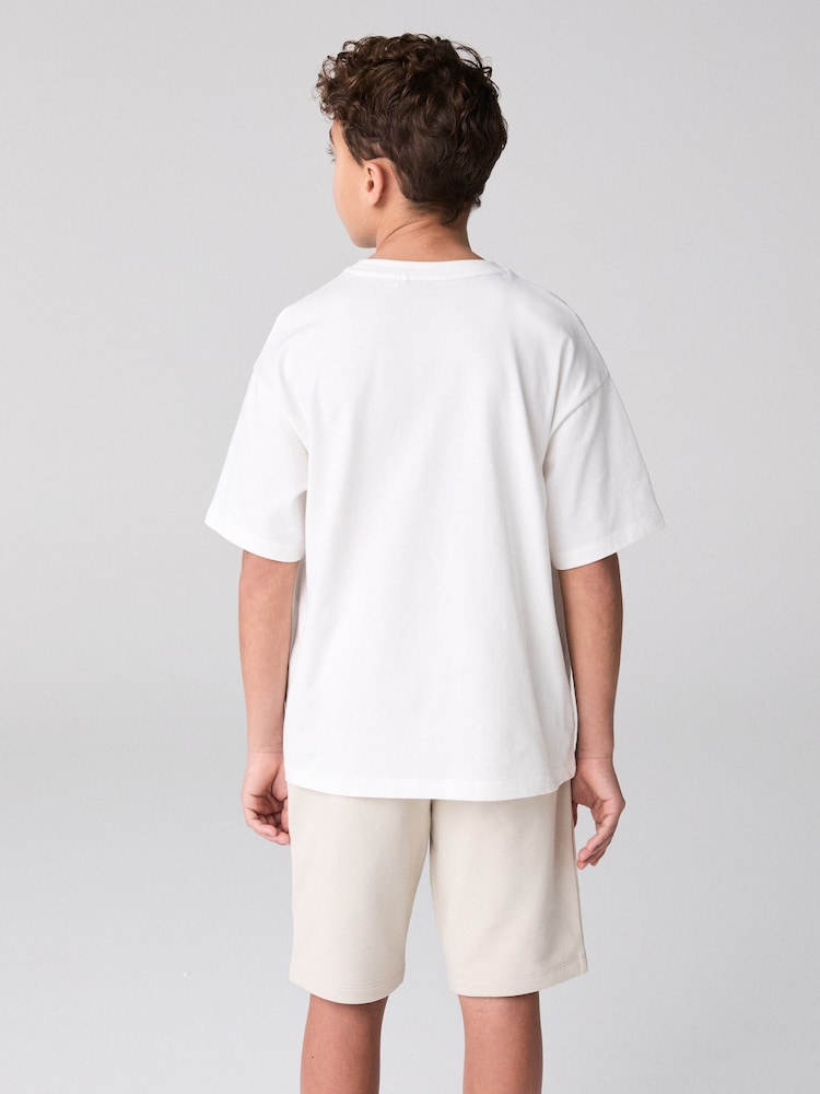 smALLSAINTS Beige Underground Sweat Shorts - Image 2 of 6 smALLSAINTS Beige Underground Sweat Shorts - Image 2 of 6