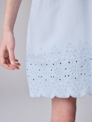 smALLSAINTS Light Blue Girls Oversized Broderie T-Shirt Dress - Image 5 of 9