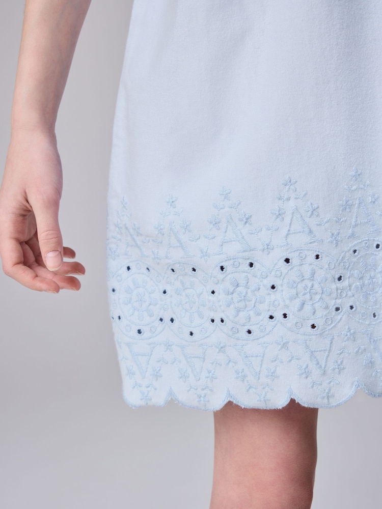 smALLSAINTS Light Blue Girls Oversized Broderie T-Shirt Dress - Image 5 of 9