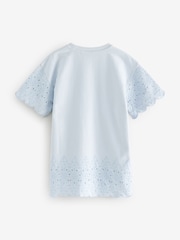 smALLSAINTS Light Blue Girls Oversized Broderie T-Shirt Dress - Image 7 of 9
