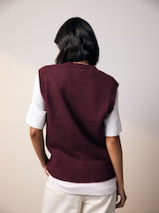 Burgundy Red Button Front Knitted Tank Top - Image 2 of 9