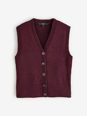 Burgundy Red Button Front Knitted Tank Top - Image 6 of 9