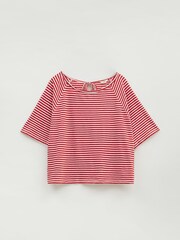 Hush Red Cici Striped Cotton/Linen Blend Boxy T-Shirt - Image 5 of 5