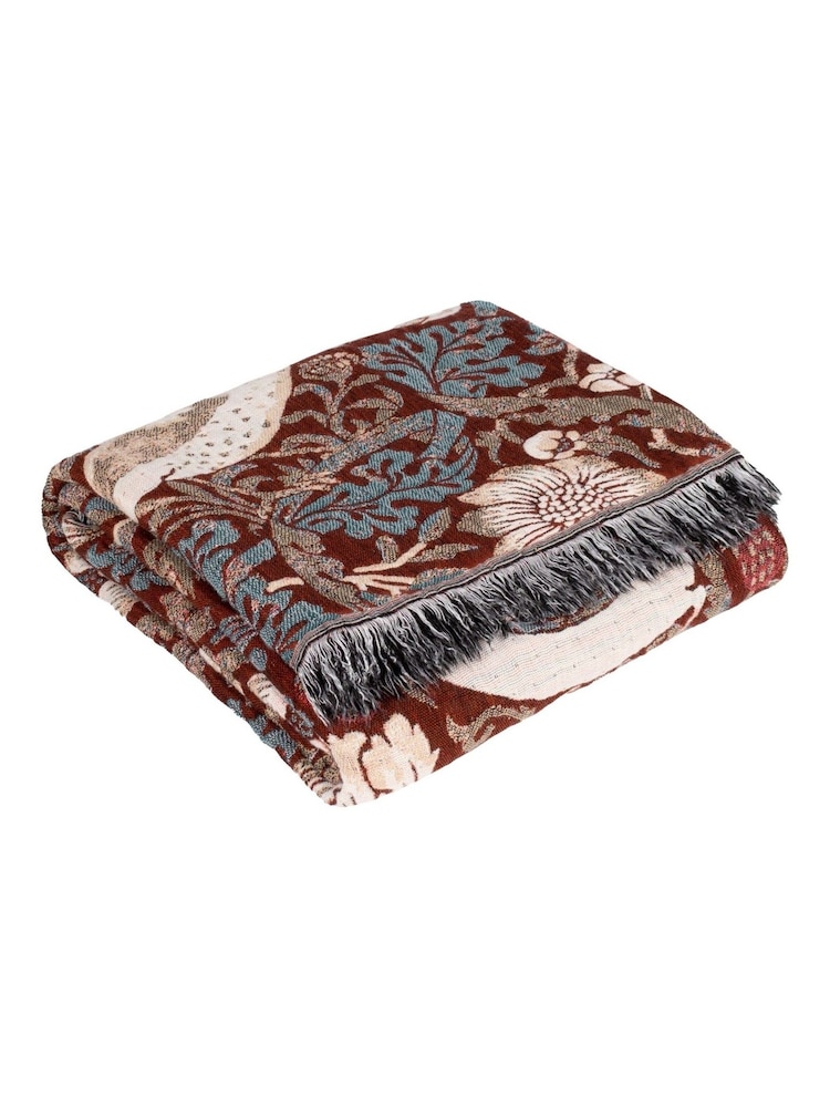 Morris & Co Berry Strawberry Thief Jacquard Multi Layer Throw - Image 8 of 8