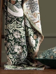 Morris & Co Forest Green Strawberry Thief Jacquard Multi Layer Throw - Image 1 of 8