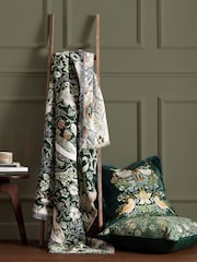 Morris & Co Forest Green Strawberry Thief Jacquard Multi Layer Throw - Image 2 of 8