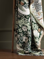 Morris & Co Forest Green Strawberry Thief Jacquard Multi Layer Throw - Image 5 of 8