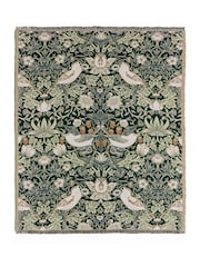 Morris & Co Forest Green Strawberry Thief Jacquard Multi Layer Throw - Image 7 of 8