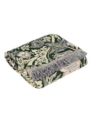 Morris & Co Forest Green Strawberry Thief Jacquard Multi Layer Throw - Image 8 of 8