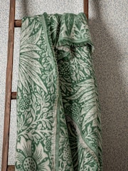 Morris & Co Leaf Green Marigold Woven Faux Fur Throw - Image 1 of 9