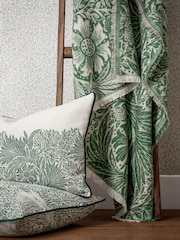 Morris & Co Leaf Green Marigold Woven Faux Fur Throw - Image 3 of 9