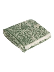 Morris & Co Leaf Green Marigold Woven Faux Fur Throw - Image 5 of 9