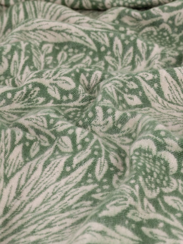 Morris & Co Leaf Green Marigold Woven Faux Fur Throw - Image 9 of 9