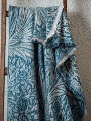 Morris & Co Indigo Marigold Woven Faux Fur Throw - Image 1 of 9
