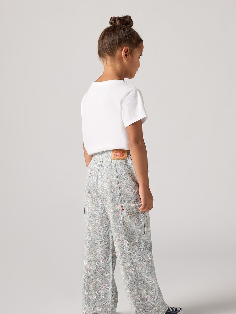 Levi's® Blue Floral Print Twill High Rise Baggy Cargo 100% Cotton Jeans - Image 2 of 9