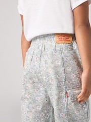 Levi's® Blue Floral Print Twill High Rise Baggy Cargo 100% Cotton Jeans - Image 3 of 9