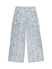 Levi's® Blue Floral Print Twill High Rise Baggy Cargo 100% Cotton Jeans - Image 4 of 9
