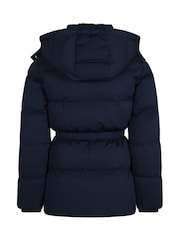 Levi's® Blue Mid Length Logo Hooded Puffer Coat - Image 3 of 13