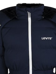 Levi's® Blue Mid Length Logo Hooded Puffer Coat - Image 5 of 13