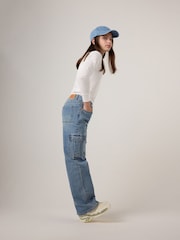 Levi's® Blue Baggy Wide Leg Cargo Jeans - Image 4 of 11