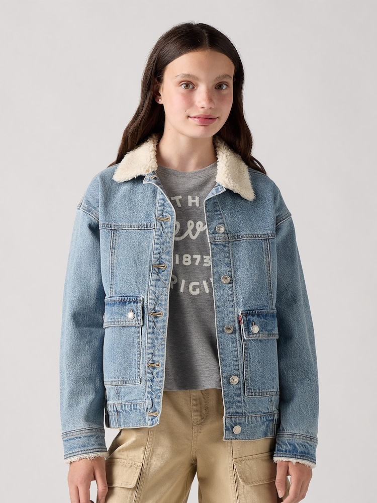 Levi's Sherpa Borg Fodrad Boxy Fit Jeansjacka - Bild 1 av 1 Levi's Sherpa Borg Fodrad Boxy Fit Jeansjacka - Bild 1 av 1