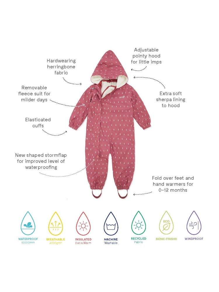 Muddy Puddles Pink Drops Muddy Puddles Waterproof 3 in 1 Puddlesuit - Image 6 of 6
