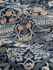 Morris & Co Indigo Strawberry Thief Jacquard Pencil Pleat Curtain - Image 6 of 7