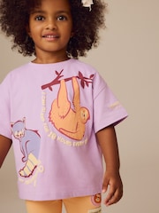 Purple London Zoo Short Sleeve T-Shirt and Cycle Short Set (3mths-7yrs) - Image 4 of 10
