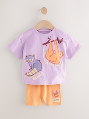 Purple London Zoo Short Sleeve T-Shirt and Cycle Short Set (3mths-7yrs) - Image 5 of 10