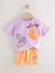 Purple London Zoo Short Sleeve T-Shirt and Cycle Short Set (3mths-7yrs) - Image 6 of 10