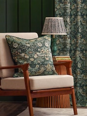Morris & Co Forest Green Strawberry Thief Jacquard Pencil Pleat Curtain - Image 4 of 7