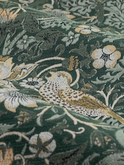 Morris & Co Forest Green Strawberry Thief Jacquard Pencil Pleat Curtain - Image 6 of 7
