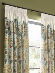 Morris & Co Stone Sunflower Seaweed Matt Velvet Pencil Pleat Curtain - Image 3 of 7