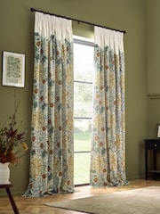Morris & Co Stone Sunflower Seaweed Matt Velvet Pencil Pleat Curtain - Image 7 of 7