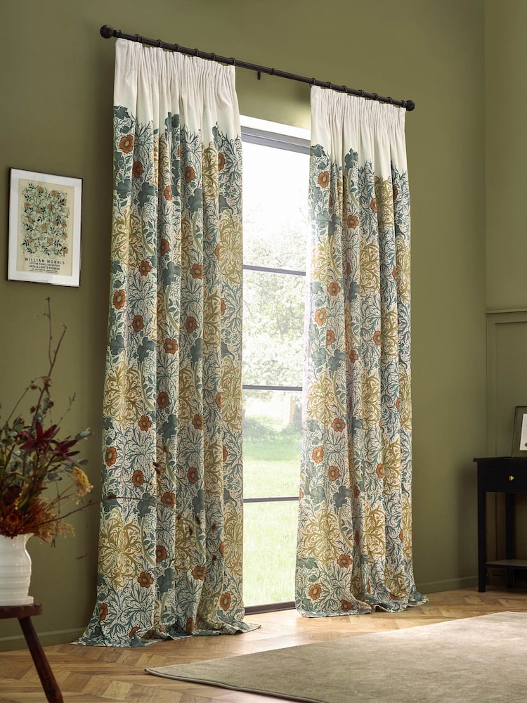 Morris & Co Stone Sunflower Seaweed Matt Velvet Pencil Pleat Curtain - Image 7 of 7 Morris & Co Stone Sunflower Seaweed Matt Velvet Pencil Pleat Curtain - Image 7 of 7