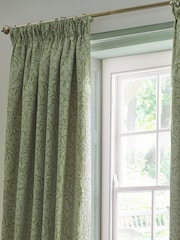 Morris & Co Sage Acorn Tonal Jacquard Pencil Pleat Curtain - Image 3 of 7