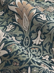 Morris & Co Indigo Leaf Snakeshead Jacquard Chenille Pencil Pleat Curtain - Image 5 of 6