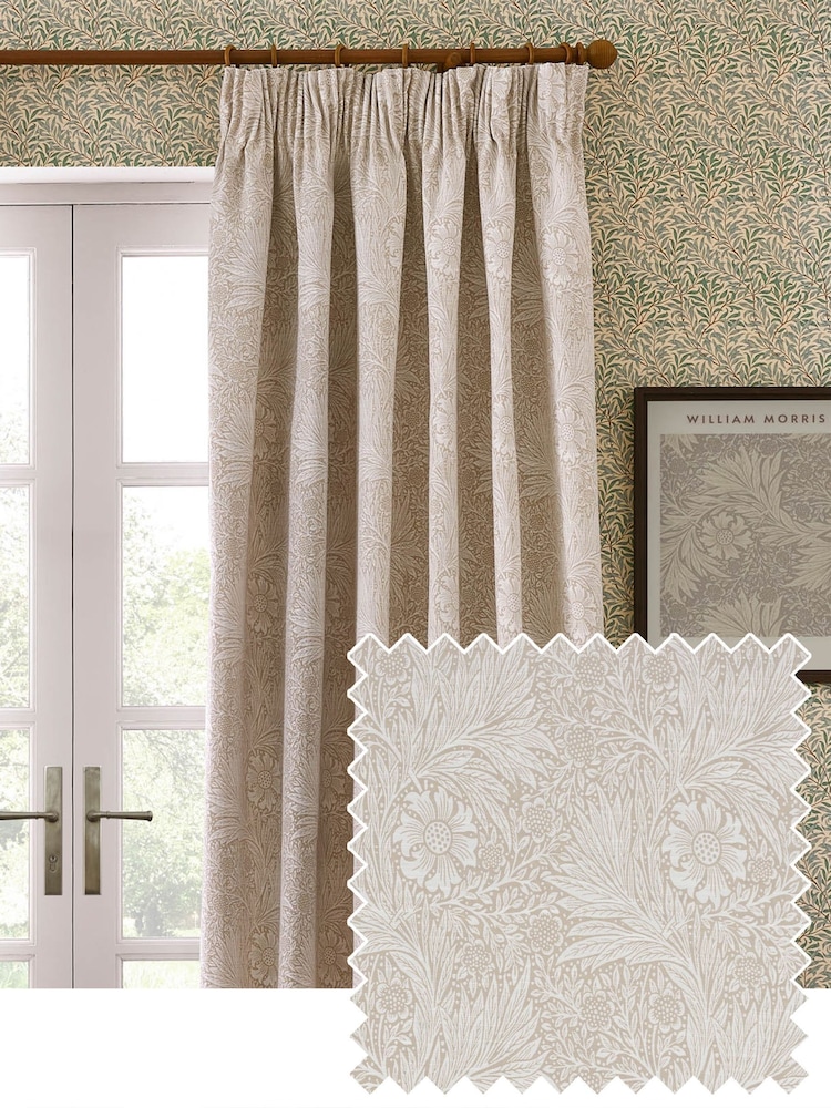 Morris & Co Stone Marigold Jacquard Pencil Pleat Curtain - Image 1 of 6