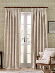 Morris & Co Stone Marigold Jacquard Pencil Pleat Curtain - Image 2 of 6